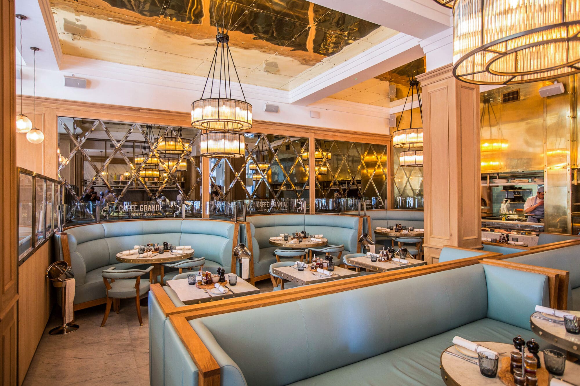 Interior of Piccolino Italian restaurant's dining area.