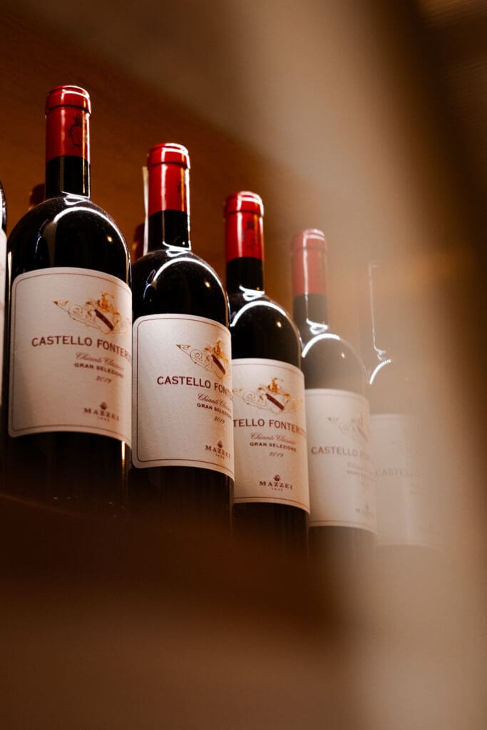 Bottles of red wine.