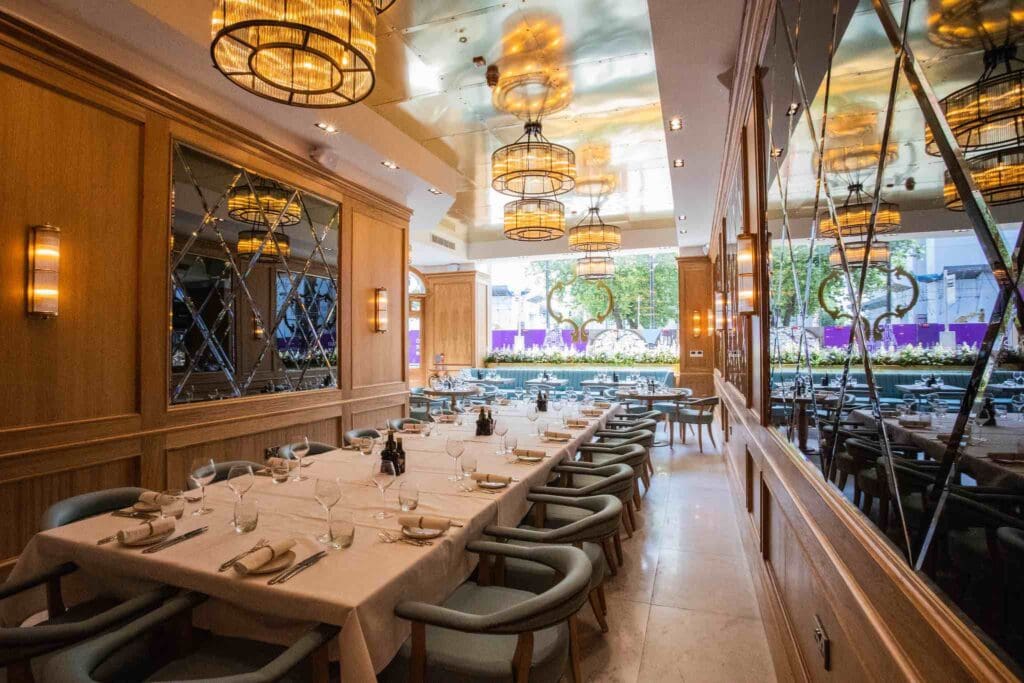 Piccolino Manchester's private dining room set for an event.