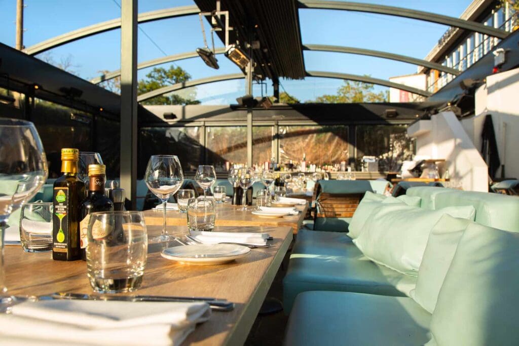 Dining terrace at Piccolino Virginia Water.